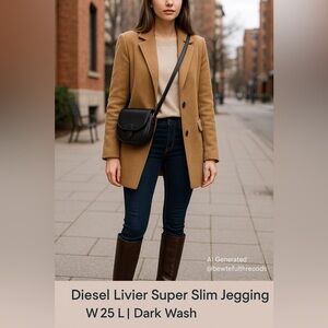 Diesel Livier Super Slim Jegging W25 Dark Indigo Stretch Denim tall